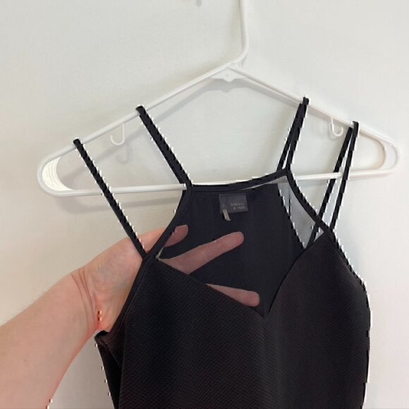 SPARKLE FADE URBAN OUTFITTERS UO Mesh Panel High Neck Skater Dress Black Mini S - Picture 5 of 12